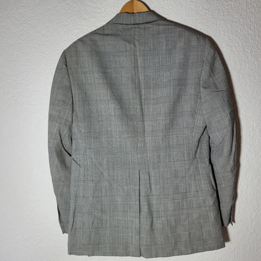 Vintage Polo Ralph Lauren Blazer Jacket Wool plaid pattern Gray 42L USA